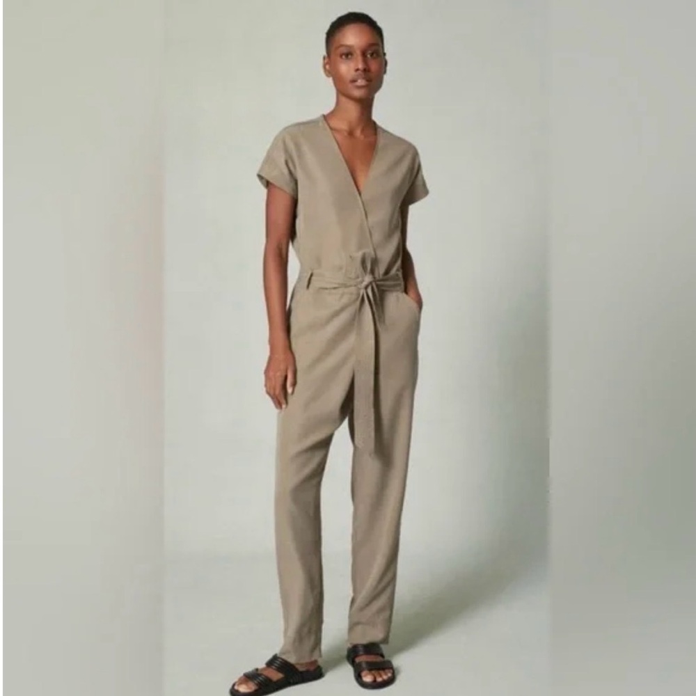ME + EM crossover jumpsuit  Elegant Tan Jumpsuit